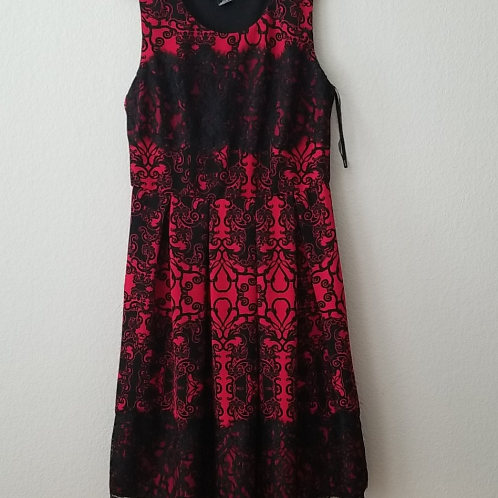 Red Lace Trim Dress